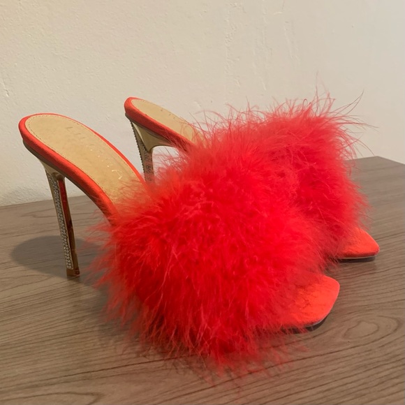 Red marabou heels Clearance